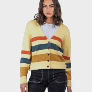 NWOT Wyllis Women's Lowell 70's Striped Cardigan Knit Sweater Size 1XL